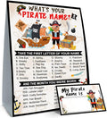 What is Your Pirate Name Game, Game Sign and 30 Cards, Pirate Birthday Party Sign for Boys, Holiday Activity, Pirate Activity Cards Ideas Decoration Supplies