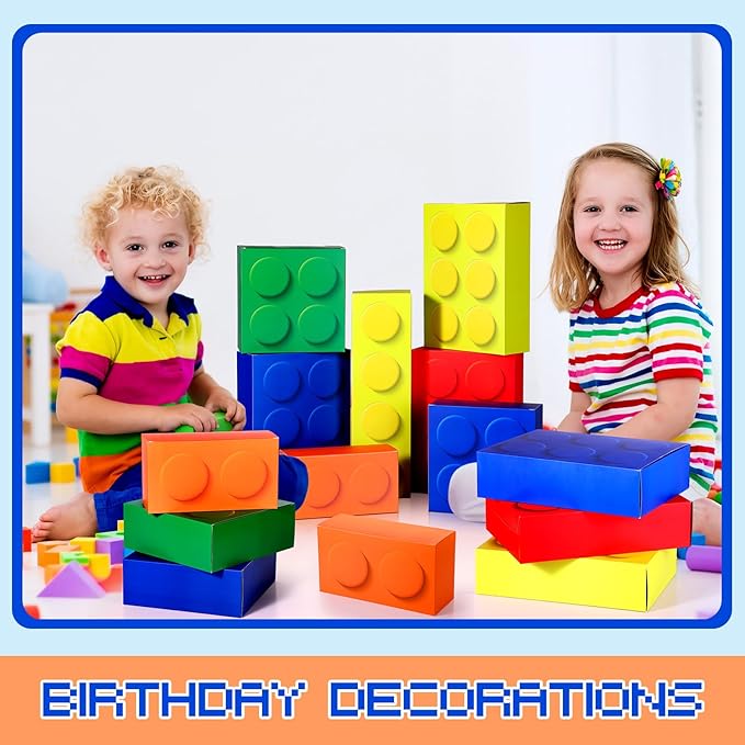 Zhanmai 14 Pcs Paper Building Blocks Boxes in 4 Size Mystery Party Stacking Props Brick Treat Gift Case for Birthday Game Favors Decorations Boys Girls