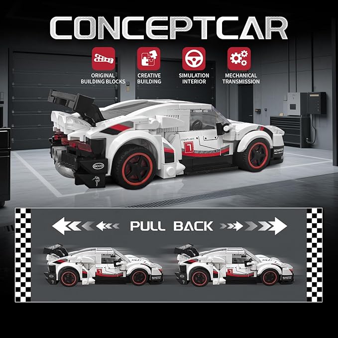 Technic Sports Cars Building Block Set, Race Car Building Kits Car Model for Ages 8+ Makes a Cool Birthday or Any Time Gift for Kids Play and Display Collection(355PCS)