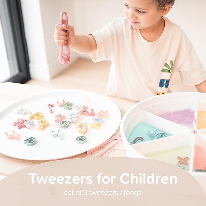 Inspire My Play 3 x Green Silicone Mini Tongs for Kids - Kids Tweezers for Fine Motor - Small Toddler Tongs - Child Sensory Toys and Accessories