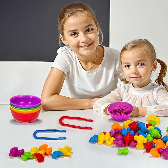 Counting Toys for Toddlers, 60 Rainbow Koala Counters w/Sorting Bowls, Color Sorting, Counting & Math Manipulatives, Preschool Homeschool & Classroom Early Learning Supplies