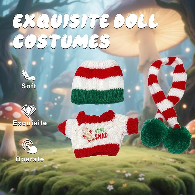 17cm Doll Clothes Christmas Accessories Outfit for 17cm Dolls (NO Doll)(Sweater+Christmas Hat/Scarf)