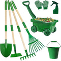 Kids Gardening Tools Set,8pcs Wheelbarrow Set for Kids with Shovel, Rake, Watering Can Outdoor Backyard Farm Digging Toys, Halloween Christmas Birthday Gifts for Boys Girls
