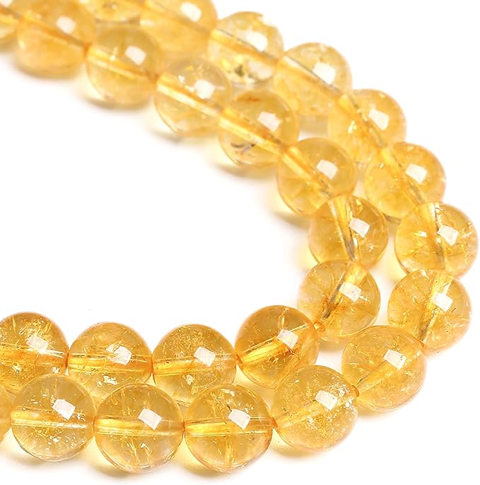 120PCS 6MM Natural Citrine Yellow Quartz Crystal Round Spacer Loose Beads for Jewelry Making DIY Bracelet Necklace