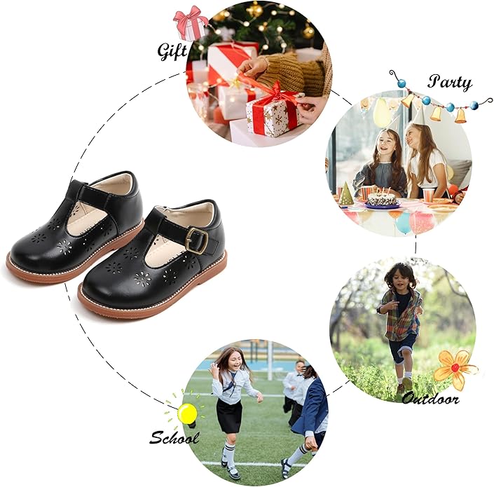 Felix & Flora Toddler Little Girl Mary Jane Dress Shoes - Ballet Flats for Girl Party School Shoes