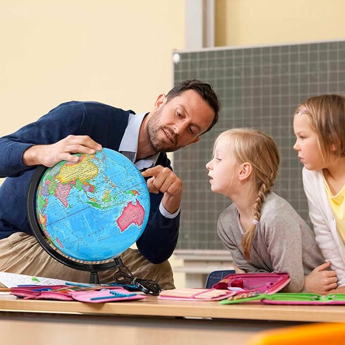 GOCHANGE Globes for Kids, 12in Geography Educational Globe for Students & Teachers, 360° Spinning Globe for Age 8+ Children's Educational Tools & Desk Decorations & Gifts