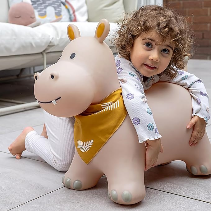 Kindsgut Bouncy Animal Hopper Hippo for Children, Designed in Germany, Playful and Modern Colors, air Pump Included, Indoors and Outdoors
