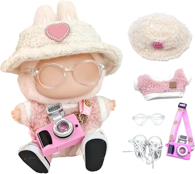 17cm Doll Clothes, Outfits 5 Set for Dolls , Exquisite Accessories for Doll, Cute Clothes for Dolls Dress up Unique Style (Pink 5pc)
