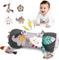 Inflatable Baby Tummy Time Toys Pillow for Newborn, Montessori Baby Sensory Toys Roller with Detachable Mirror, Squeaker, Teether & Rattle, Help with Early Development 3-6 Months(Elephant)
