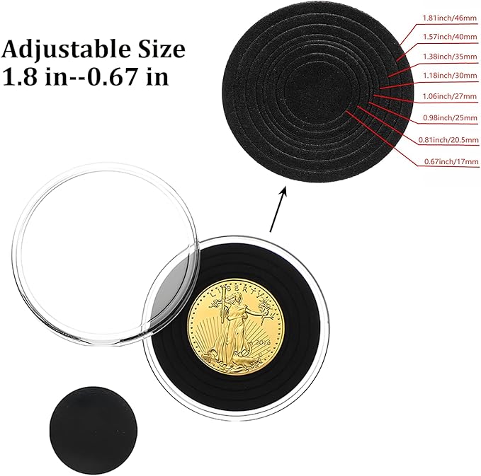 Walnut Wood Coin Display Case, Challenge Coin Holder, Acrylic Clear Cover, Compatible with Coins Measuring 17/20/25/27/30/35/40/46mm in Diameter and Less Than 3mm in Thickness
