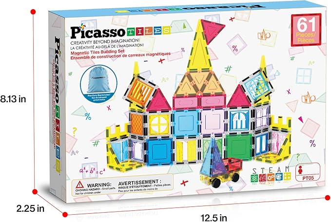 PicassoTiles Magnetic Toys Panda & Monkey Parents Set Magnet Tile Block Compatible Add-Ons Expansion Pack with Panda, Cub, Monkey and Baby Monkeys Learning Educational Toddler Sensory Play Toy Ages 3+