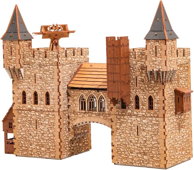Rook P Castle Tower - 3D Wooden Puzzle - DIY 28mm Scale Model Building Kit - Educational Toy - Creative Gift - Tabletop Miniature Terrain Kit