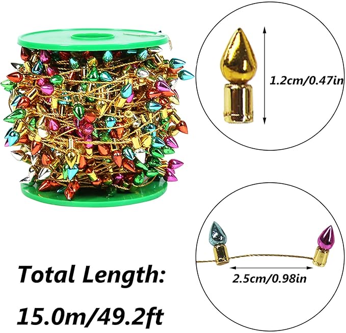 Orgrimmar Fake Light String Christmas Decoration Doll House Miniature Furniture Accessories String Lights (15m/591inch)