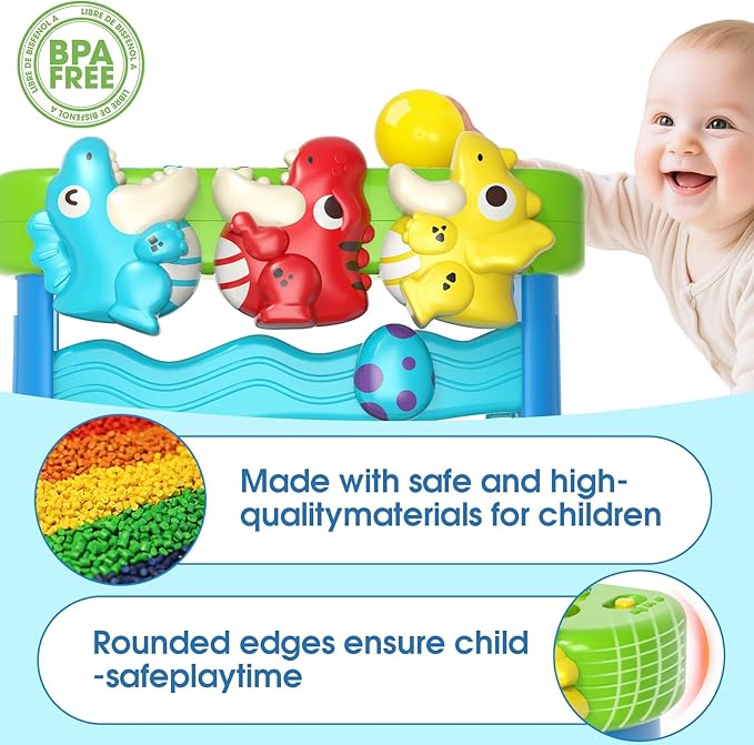LACCHOUFEE Feed The Dinosaur, Interactive Toddlers Toy, 1+ Year Old Baby Boys & Girls Gift, Musical Toys for Infant One Year Birthday Present, Babies Ages 6-12-18-24 Months Education Learning Toys