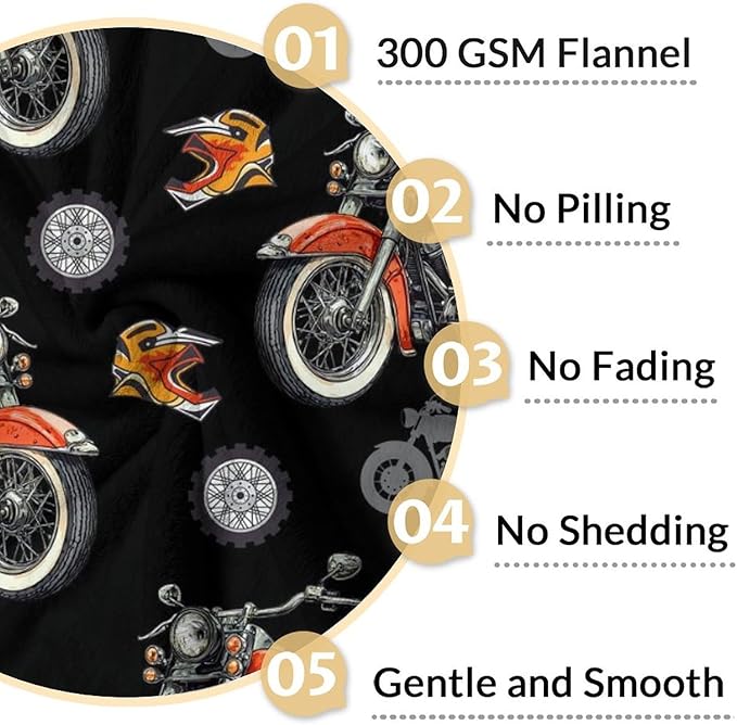 Boys Blanket Motorcycle Throw Blankets for Kids Adults, 30x40 Inches Soft Cozy Throw for Sofa Chair Bed
