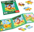 ASTARON Magnetic Puzzles for Toddlers, 9-12-16 Pieces Animal World Learning Magnet Puzzles for Road Trip, Educational Travel Toys Car Plane Activities for Kids, Kids Birthday Gifts