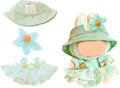 17cm Doll Clothes | Fashion Kawaii Chic Style Set for Dolls | 3-Piece Outfit with Green Hat, Floral Decor, Green Floral Print Dress (NO Doll)