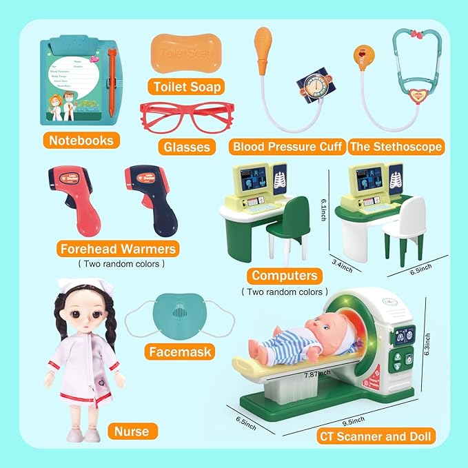 Doctor Kit for Toddlers 3-5, Kids Doctors Play Set with Medical Tools and Toy Stethoscope ,Toddler Doctor Play Set,Doctor Kit for Kids 6-8 (CT)