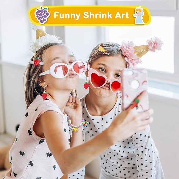 286 PCS Shrink Art Paper Kit Includes 14 PCS Shrink Plastic Sheets and 272 PCS DIY Accessories and Tools, Shrink Dink Kit for Bracelet Earring Making, Great Christmas Presents