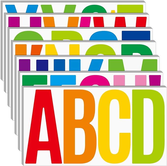 Bemeol 190 Pcs 35 Sheets Bulletin Board Letters for Classroom Large 6 Inch Alphabet Letter Stickers Self Adhesive Letters for Bulletin Board Display Home School(Colorful)