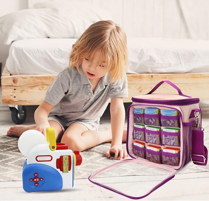 Carrying Case Compatible for Little Tikes Story Dream Machine Books Starter Set, Kids Toys Storage Carrier Bag with Handle and Shoulder Strap for Little Tikes for Storytime, Audio Play, Character