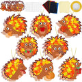 QOUBAI 32 Sets Hedgehog Suncatchers Craft Kit DIY Window Stained Glass Effect Thanksgiving Hedgehog Paper Crafts Home School Classroom Decoration Kid Birthday Gift Creative Art Project Activity Game
