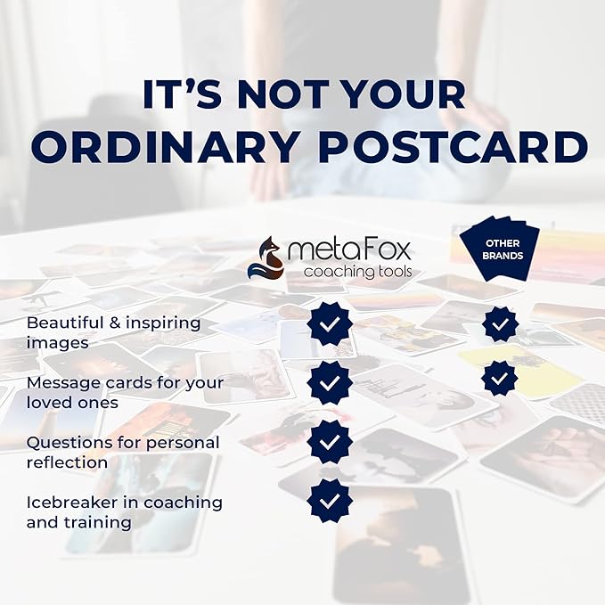 metaFox - 52 Inspirational Cards, Positive Affirmations Cards & Motivational Postcards, Picture Cards For Coaching & Therapy, Mindfulness Cards, Coaching Cards With Joyful Motives, Positive Psychology