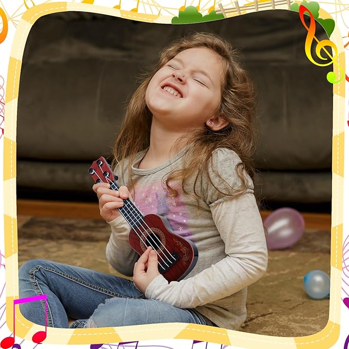 Lenwen 24 Pcs Kids Ukulele Guitar 10 Inch Kids Toy Ukulele 4 Strings Mini Guitar Children Musical Instruments Educational Learning Toy for Toddler Beginner Preschoolers Education