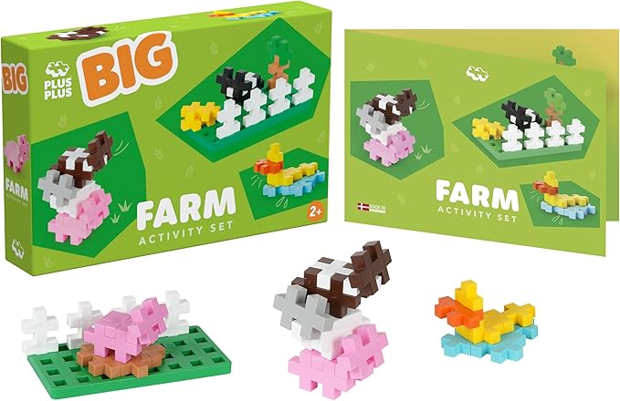 PLUS PLUS - Big Activity Set - Construction Building STEM Toy, Interlocking Large Puzzle Blocks for Toddlers and Preschool - Farm, 40 Pieces