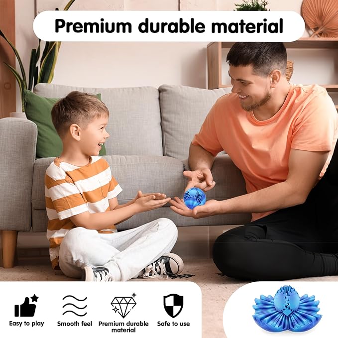 Gear Ball 3D Printed Cube Fidget Toy,Gear Sphere Fidget Toys,Sensory Toys for Stress and Anxiety Relief, Desk Toy Fidget Spinners,Stocking Stuffers for Adults & Kids Gift (Aurora Blue, 2.3 Inch)