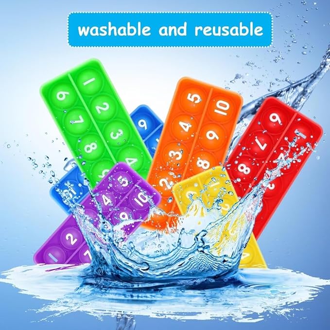 Ten Frame Number 1-10 Counting Poppers, Sensory Bubble Popping Fidgety Board, Math Manipulatives for Elementary Preschool Kindergarten Classroom, Montessori Educational Learning Activities for Kids