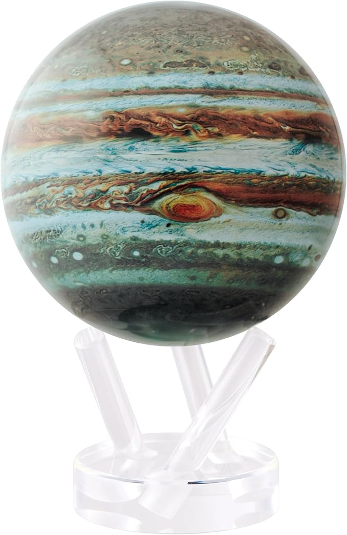 MOVA Jupiter Globe 6” – Solar-Powered Rotating Planet Display for Desk or Shelf | No Batteries or Wires | Floating-Style Space Decor