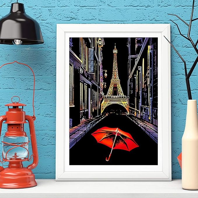 Scratch Art for Kids & Adult, Rainbow Engraving Painting Landscape Scratchboard(A4) Crafts Set: 8 Sheets 4 tools - Congress Building, Burj Al Arab, Eiffel Tower, Big Ben, Moscow(Fireworks / Building)