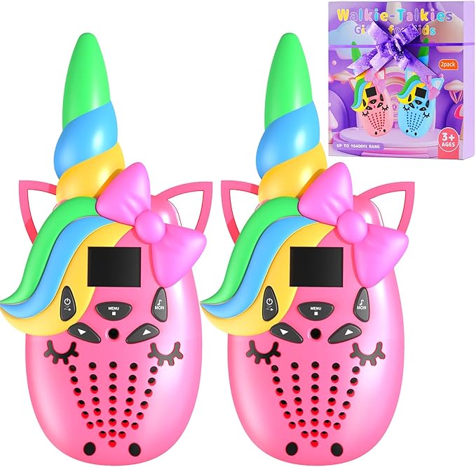 Unicorn Kids Walkie Talkies, Gifts for 3-12 Years Old Boys Girls, Long Range 2 Way Radio 22CH VOX, for Birthday, Christmas, Easter (Pink)