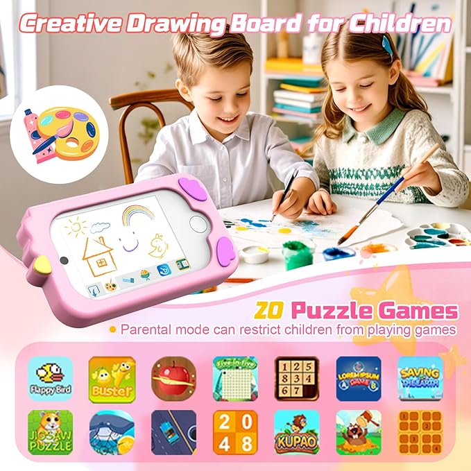 Kids Smart Phone, Phone for Kids Ages 3-12 | 2.8" Touchscreen, Dual Camera & Video Recording | Educational Learning Toy with Games & Music | Christmas Birthday Gift for Boys and Girls(Pink)