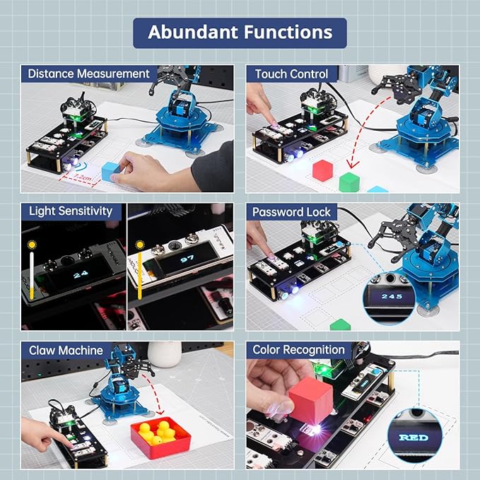 Robotic Arm 6DOF Robot Arm Kit with Secondary Development Compatible with Arduino, DIY Programming Kit STEAM Robot with Sensor and Arduino Open Source Code & Tutorial