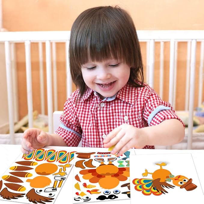 Make-A-Turkey Stickers Thanksgiving Party Games/Favors/Supplies for Kids Crafts - 20 Set