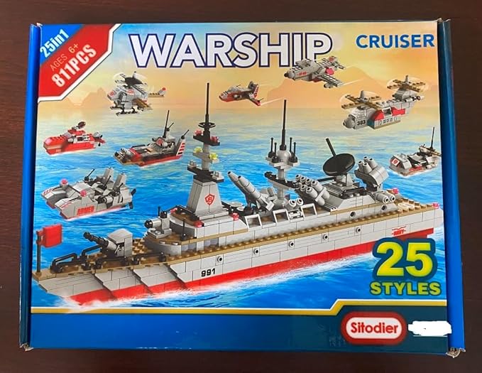 Sitodier STEM 811pcs Construction 25 in 1 Cruiser Ocean Ship Building Toy for 6+ Boys | 25 Models Engineering Building Bricks Kit for Ages 6-12