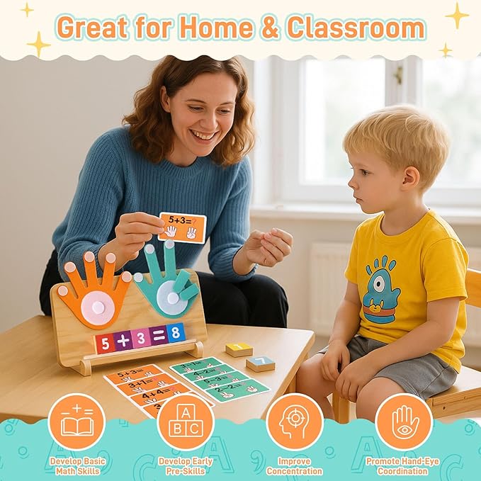 LovesTown Preschool Learning Toys for Toddler, Educational Math Manipulatives Montessori Toys Number Counting Blocks for Kids Birthday Gifts