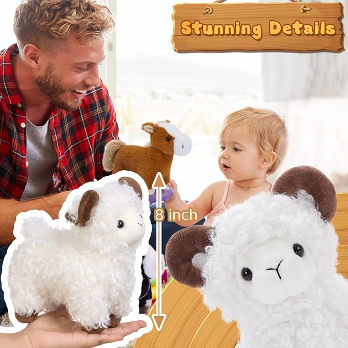 MaoGoLan 4 Pack Farm Stuffed Animals Bulk Party Favors for Kids, 8 inch Plush Cow & Sheep & Pig & Horse - Gifts for Toddlers Girls Boys Christmas Birthday Baby Shower