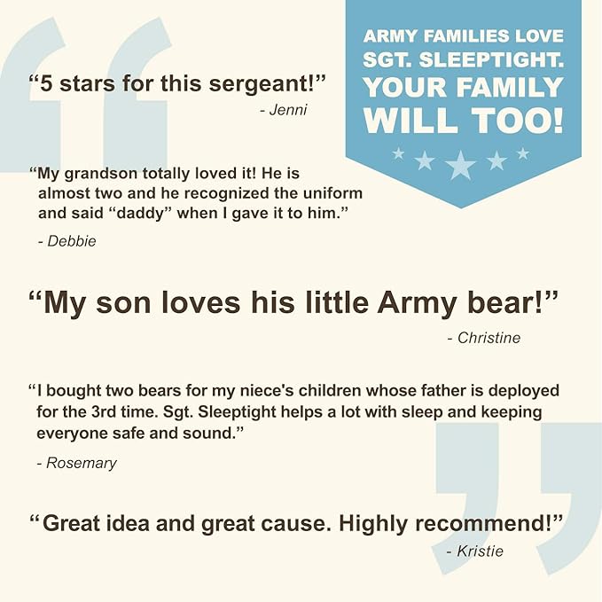 ZZZ Bears SGT Sleeptight Army Teddy Bear with Storybook & Sleep System, Comforting Gift for Army Kids, Helps with Bedtime Routine, Deployment Separation & Emotional Support