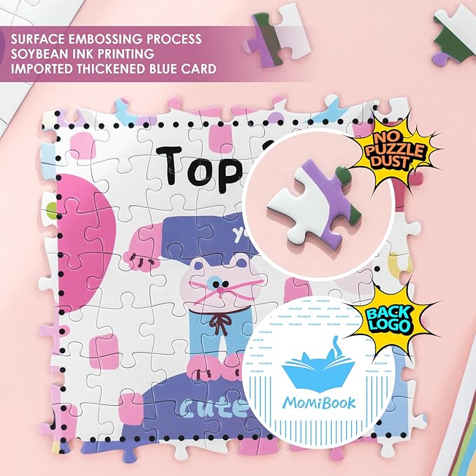 MOMIBOOK Puzzles for Adults 1000 Piece Jigsaw Puzzles of Cat Meow Language Dopamine, Painting Image Difficult Challenging Hard Impossible Puzzle, Funny Toys & Games Christmas Birthday Gifts