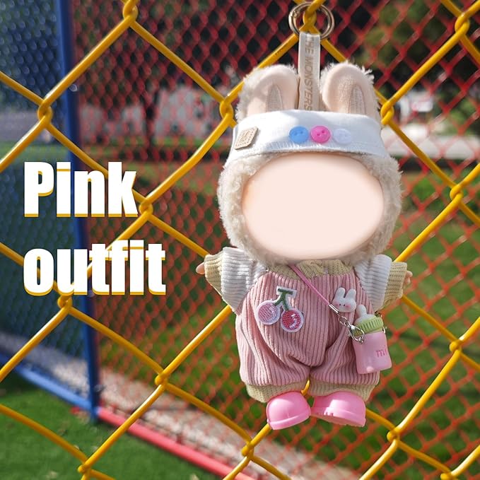 17cm Doll Clothes Set, Cute Girls Doll Outfits Set , 4 PCS Pink Jumpsuits Outfits Exquisite Accessories