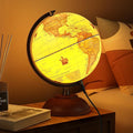 Illuminated Globe of the World with Wooden Stand, 8'' Vintage World Globe Built in LED Night Light for Kids&Adults' Geography Learning, Decor for Home Office Classroom