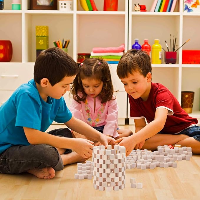 Wood Blocks, 200 Pack Counting Cubes Square Wood Craft Cube Blocks Wooden Blocks Building Blocks,Square Blank Puzzle Making and DIY Craft Cube Blocks,Early Math Manipulatives (Wood)