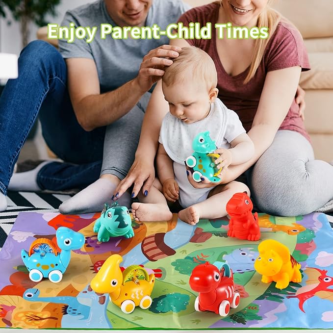 ALASOU 7 PCS Dinosaur Fantastic Creatures Car Toys with Playmat/Storage Bag|Baby Toys for 1 2 Year Old Boy|1st Birthday Gifts for Toddler|1 Year Old Boy Gift for Infant 12 18 Months