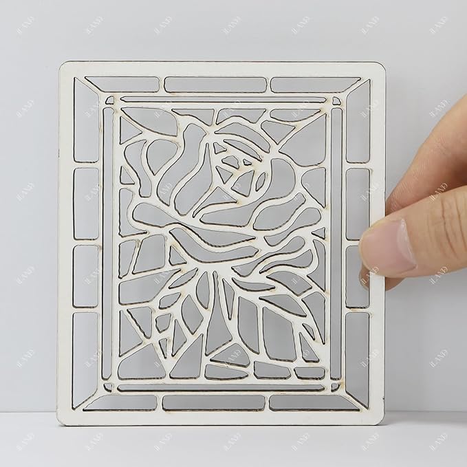 iLAND 1/12 Scale Accessories of Dollhouse Windows, Wooden DIY Dollhouse Building Supplies, Complete Miniature Windows Kit w/Wooden Frame & Grid Pattern PVC Film