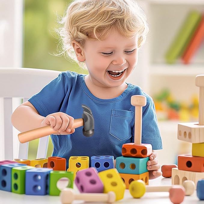 Toy Choi's 4Pcs Toddler Hammer, Plastic Toy Hammer and Toys Simulation Hammers Maintenance Tools, Pretend Play Kid Hammer for Toy Workbench