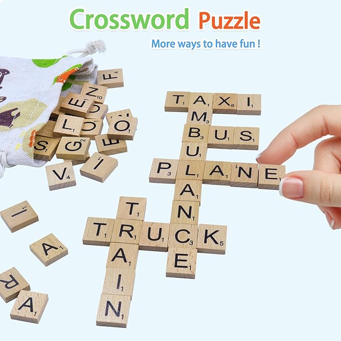 Spelling Games with 30 Double-Sided Flash Cards, 100Pcs Wooden Letters Sight Words Matching Game, Alphabet ABC Learning Educational Toys for Kids Ages 3-8