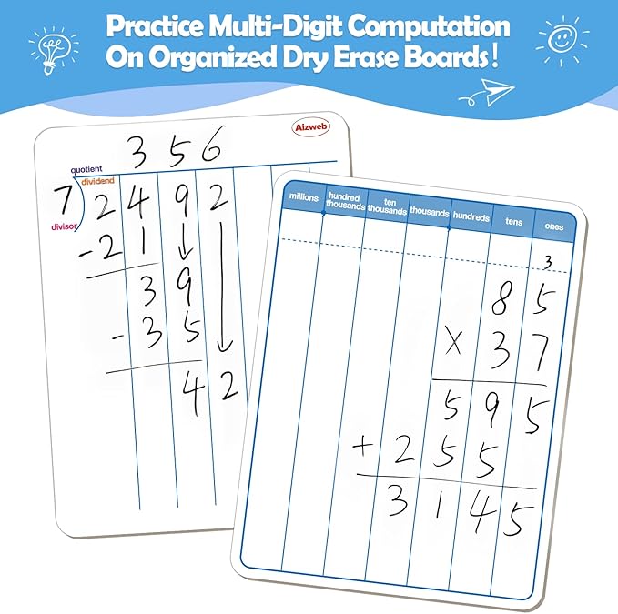 Dry Erase Long Division Whiteboard